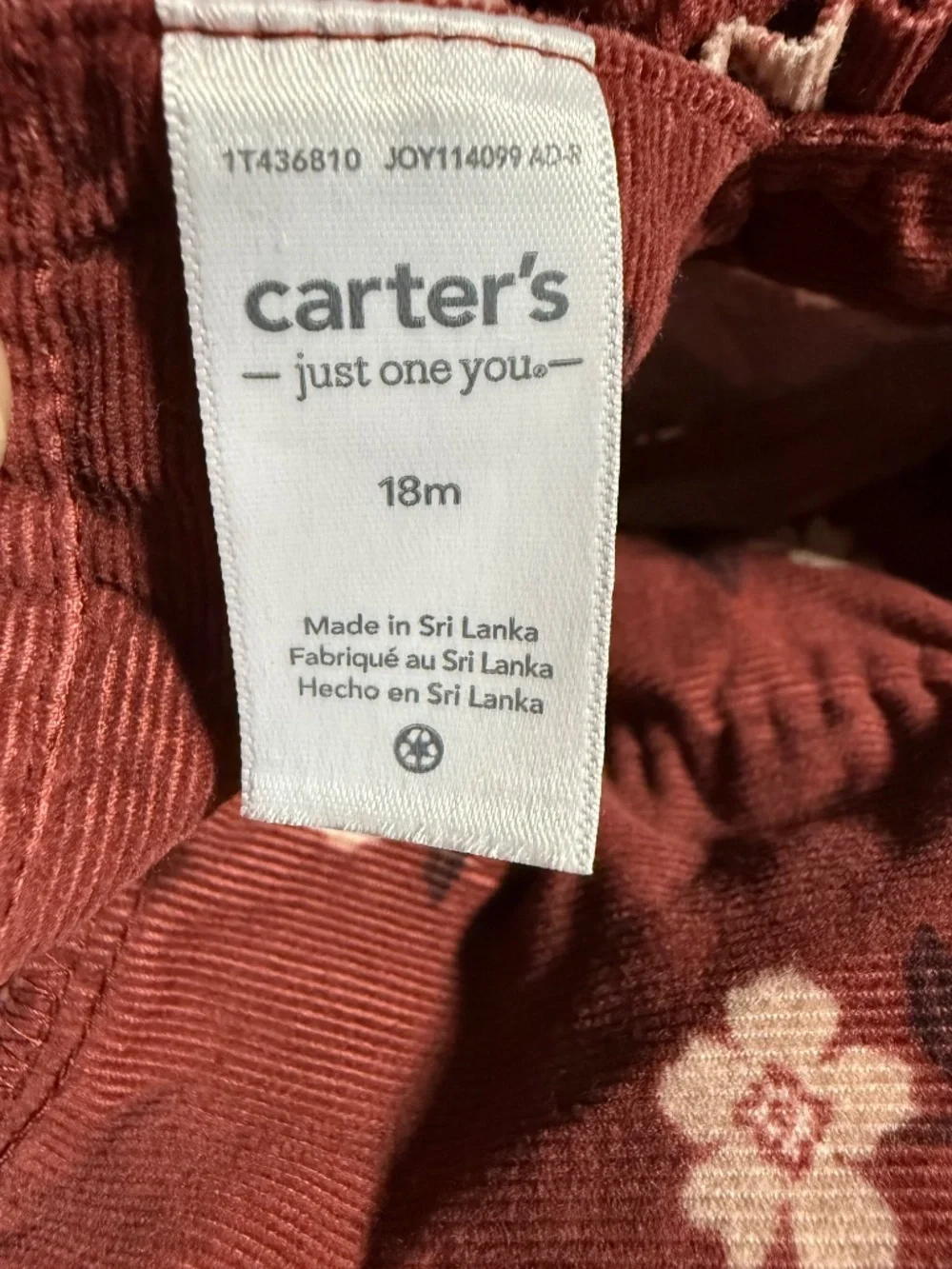 Burgundy 100% Cotton Thick Flower Dress with Ruffles 18 Month Carters Girls
